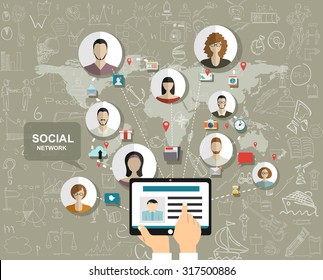 Global social network abstract scheme.