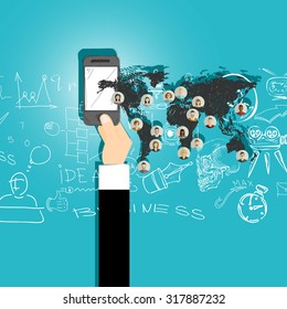 Global social network abstract scheme.
