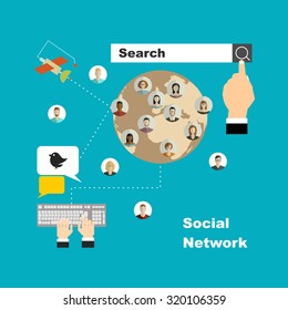 Global social network abstract scheme.