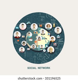 Global social network abstract scheme.