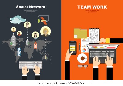 Global social network abstract scheme. Business analysis and planning, consulting, team work. Concepts web banner and printed materials.