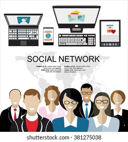 Global social network abstract scheme.