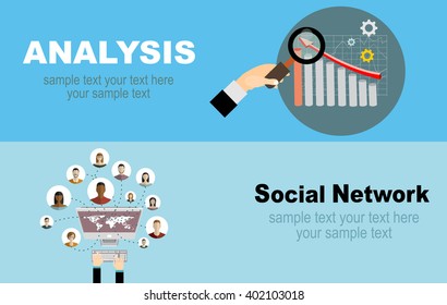 Global social network abstract scheme. Business analysis and planning, consulting, team work. Concepts web banner and printed materials.