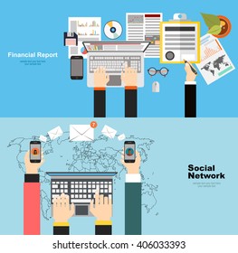 Global social network abstract scheme. Business analysis and planning, consulting, team work. Concepts web banner and printed materials.
