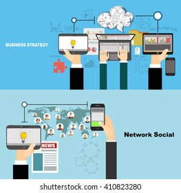 Global Social Network Abstract Scheme. Business Analysis And Planning, Consulting, Team Work. Concepts Web Banner And Printed Materials.