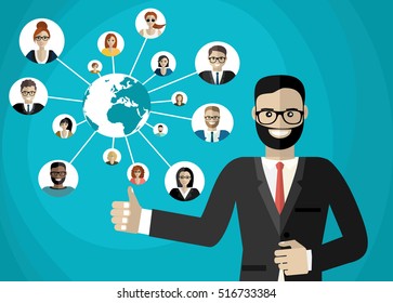 Global social network abstract scheme.