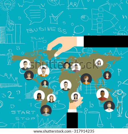 Global social network abstract scheme.