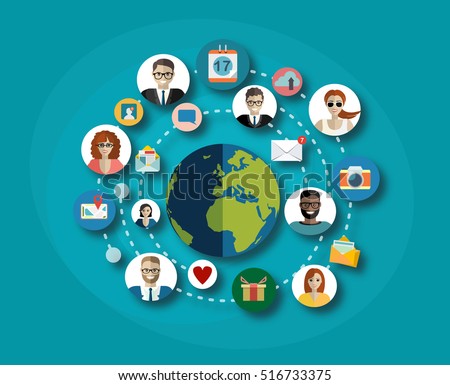 Global social network abstract scheme.