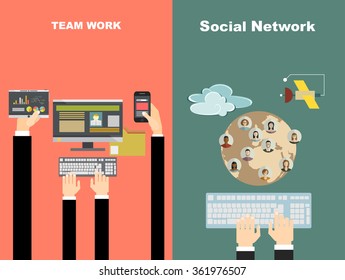 Global social network abstract scheme.Concepts for business planning and accounting, analysis, audit, project management, marketing, research in flat design style.