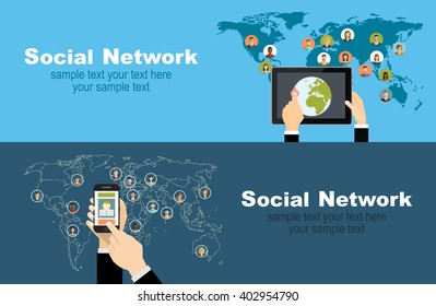 Global social network abstract scheme.Concepts web banner and printed materials.