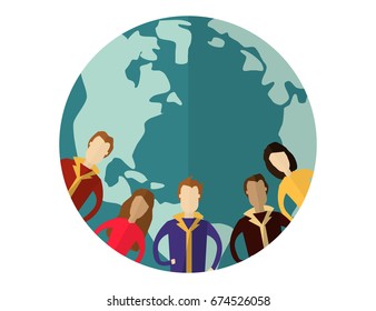Global social network concept . Communication Systems and Technologies. Flat Design