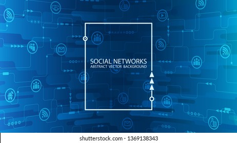 Global social network. Future. Vector. Blue futuristic background. Internet and technology. Virtual reality and modern science. Abstract image of dots and lines. Geometric background.  