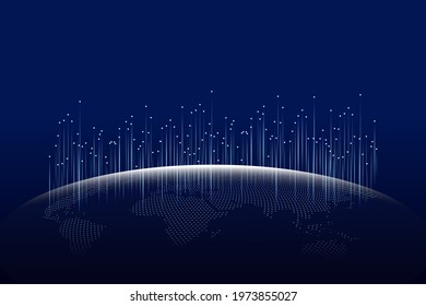 Global social network,abstrack background Vector with Blue futuristic background on planet Earth. Internet and technology