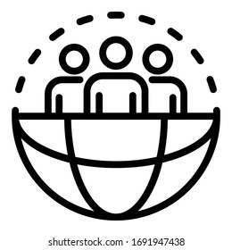 Global social service icon. Outline global social service vector icon for web design isolated on white background