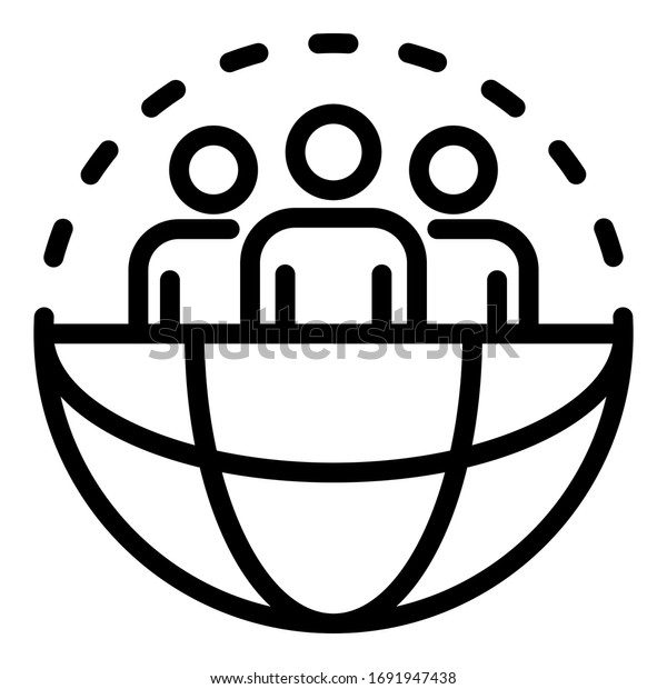 Global social\
service icon. Outline global social service vector icon for web\
design isolated on white\
background