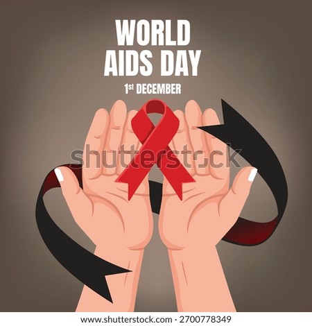 Global Solidarity Commemorating World AIDS Day Holding The Iconic Red Ribbon Symbol of Awareness