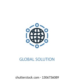 global solution concept 2 colored icon. Simple blue element illustration. global solution concept symbol design. Can be used for web and mobile UI/UX