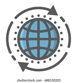 Global solution filled outline icon, seo and development, globe sign vector graphics, a colorful line pattern on a white background, eps 10.