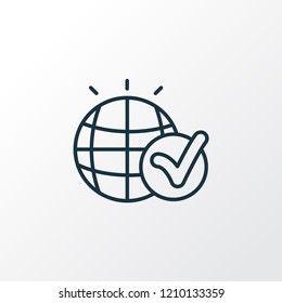 Global solution icon line symbol. Premium quality isolated globe element in trendy style.