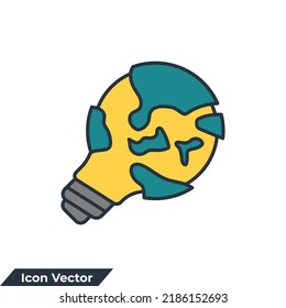 global solution icon logo vector illustration. light bulb and globe symbol template for graphic and web design collection