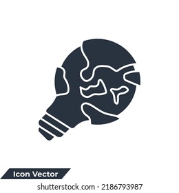 global solution icon logo vector illustration. light bulb and globe symbol template for graphic and web design collection