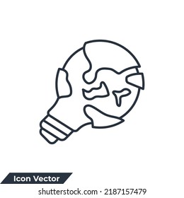 global solution icon logo vector illustration. light bulb and globe symbol template for graphic and web design collection