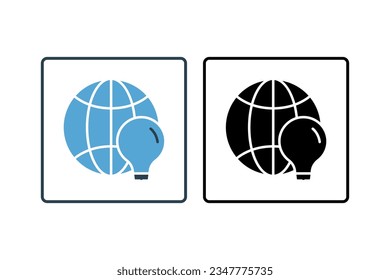 Icono de Solución global. Icono relacionado con la optimización del motor de búsqueda. adecuado para diseño de sitios web, aplicación, interfaces de usuario. estilo de icono sólido. Diseño de vector simple editable