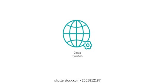 Global Solution Icon – Worldwide Connectivity and Problem-Solving Design