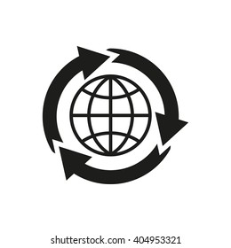 The global solution icon. WWW and browser, development, search, SEO symbol. UI. Web. Logo. Sign. Flat design. App. Stock vector