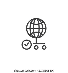 Global solution line icon. linear style sign for mobile concept and web design. Internet network connection outline vector icon. Symbol, logo illustration. Vector graphics