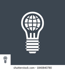 Global Solution Related Vector Glyph Icon. Isolated on Black Background. Vector Illustration.