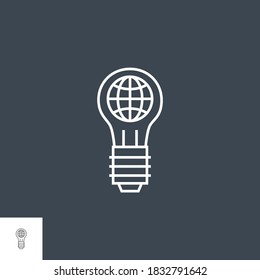 Global Solution Related Vector Thin Line Icon. Isolated on Black Background. Editable Stroke. Vector Illustration.