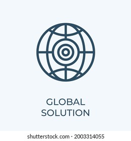 Global solution stroke thin vector line icon. Search engine optimization outline vector icon. Vector graphics