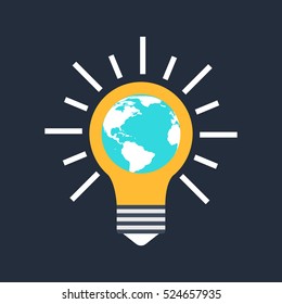 Global solution vector illustration.Bulb Icon.