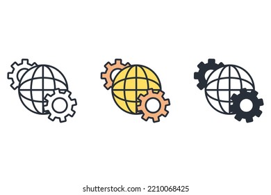 global solutions thin line icons. Vector illustration isolated on white. Editable stroke.
