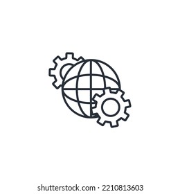 global solutions thin line icons. Vector illustration isolated on white. Editable stroke.