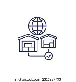 Global sourcing line icon on white