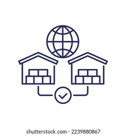 Global sourcing line icon, vector