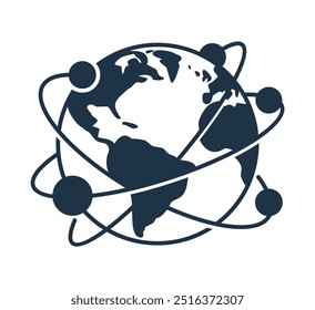 Global sourcing strategy flat icon - business buys goods and services from international markets to save money by using skilled labor from low-cost countries