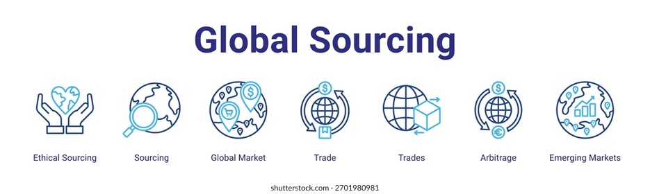 Global Sourcing web banner icon element for design in a collection