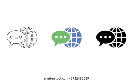 Global speech bubbles represent international communication and messaging worldwide effectively always.