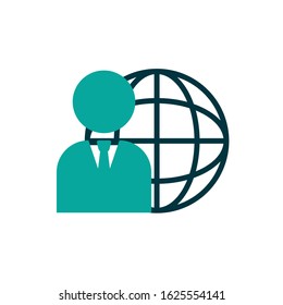 Global sphere and avatar design, Communication internet connectivity web technology social media network and virtual theme Vector illustration