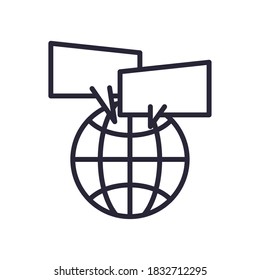 Esfera global con el estilo de línea de burbujas diseño de iconos, Internet de comunicación y tema de conectividad Ilustración de vector