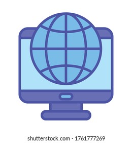 Globale Sphäre und Computerlinie und Stilsymboldesign, Kommunikationsinternet und Konnektivität - Vektorgrafik