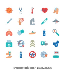 esfera global e icono de concepto 19 codificado sobre fondo blanco, estilo plano, ilustración vectorial