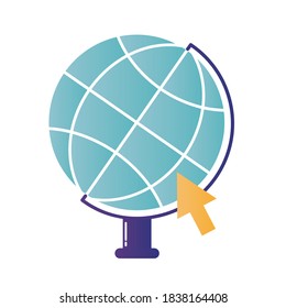 Global sphere with cursor design, Communication internet and connectivity theme Vector illustration