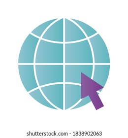 Global sphere with cursor design, Communication internet and connectivity theme Vector illustration