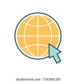 globale Kugel mit Cursorlinie und Füllung Stil Symbol Design, Bildung online und eLearning Thema Vektorgrafik
