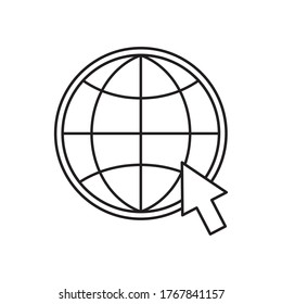 global sphere with cursor silhouette style icon design, Education online and elearning theme Vector illustration