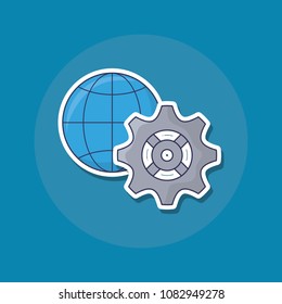 global sphere and gear icon